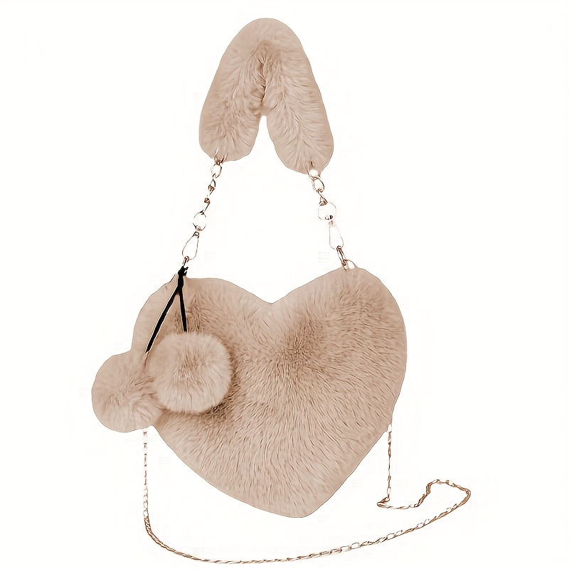 Bolsa de Ombro de Pelúcia Versátil com Coração 8