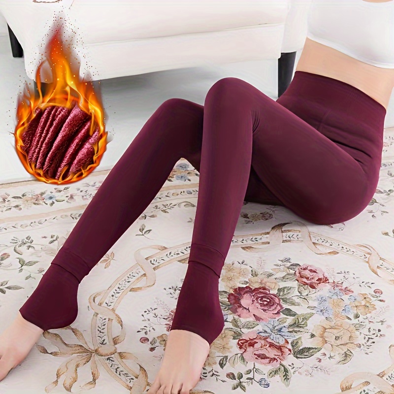 cozy fleece lined high waist tights women stretchy warm Temu