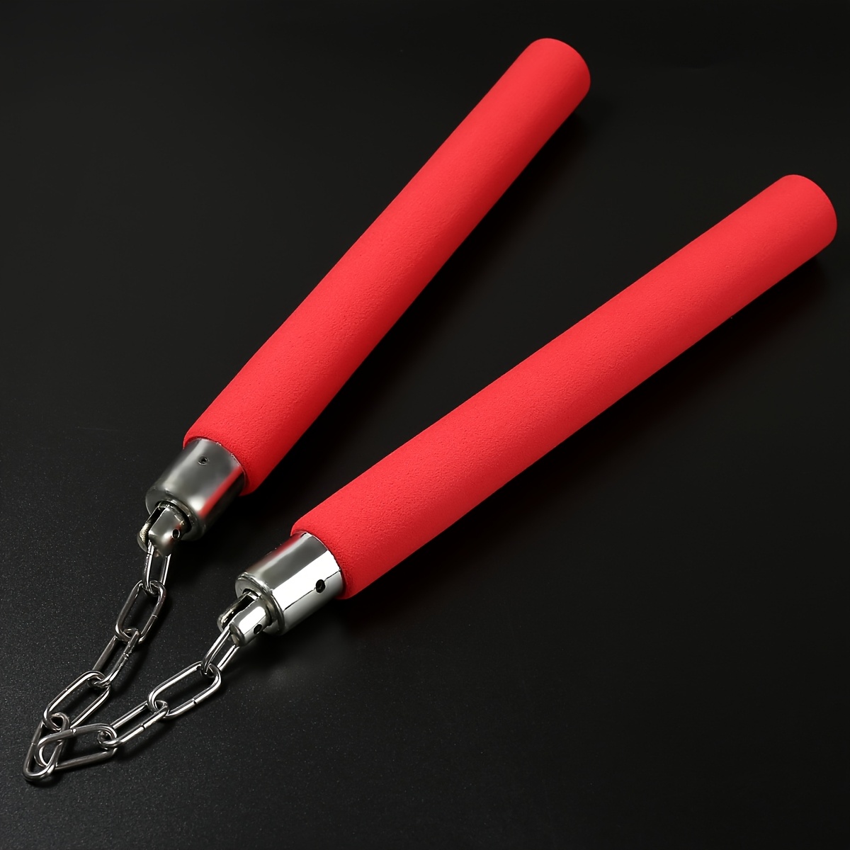 1pc foam nunchaku training sticks with steel chain   sponge material for beginners universal martial arts two section staff for practice and training ideal for valentines day ramadan thanksgiving christmas halloween black red yellow details 6