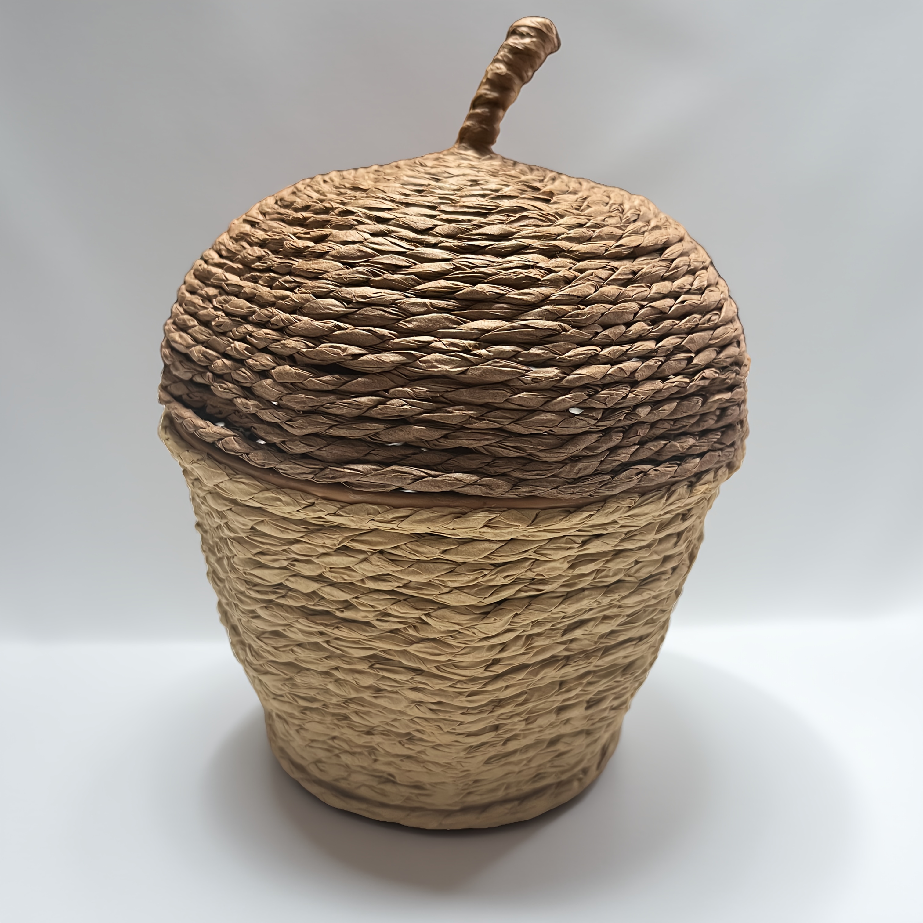 TEMU -shaped Paper Rope Storage Basket With Lid, Mini Round Dust-proof Woven Storage Box, Desktop Organizer For Jewelry, Lipsticks And Small