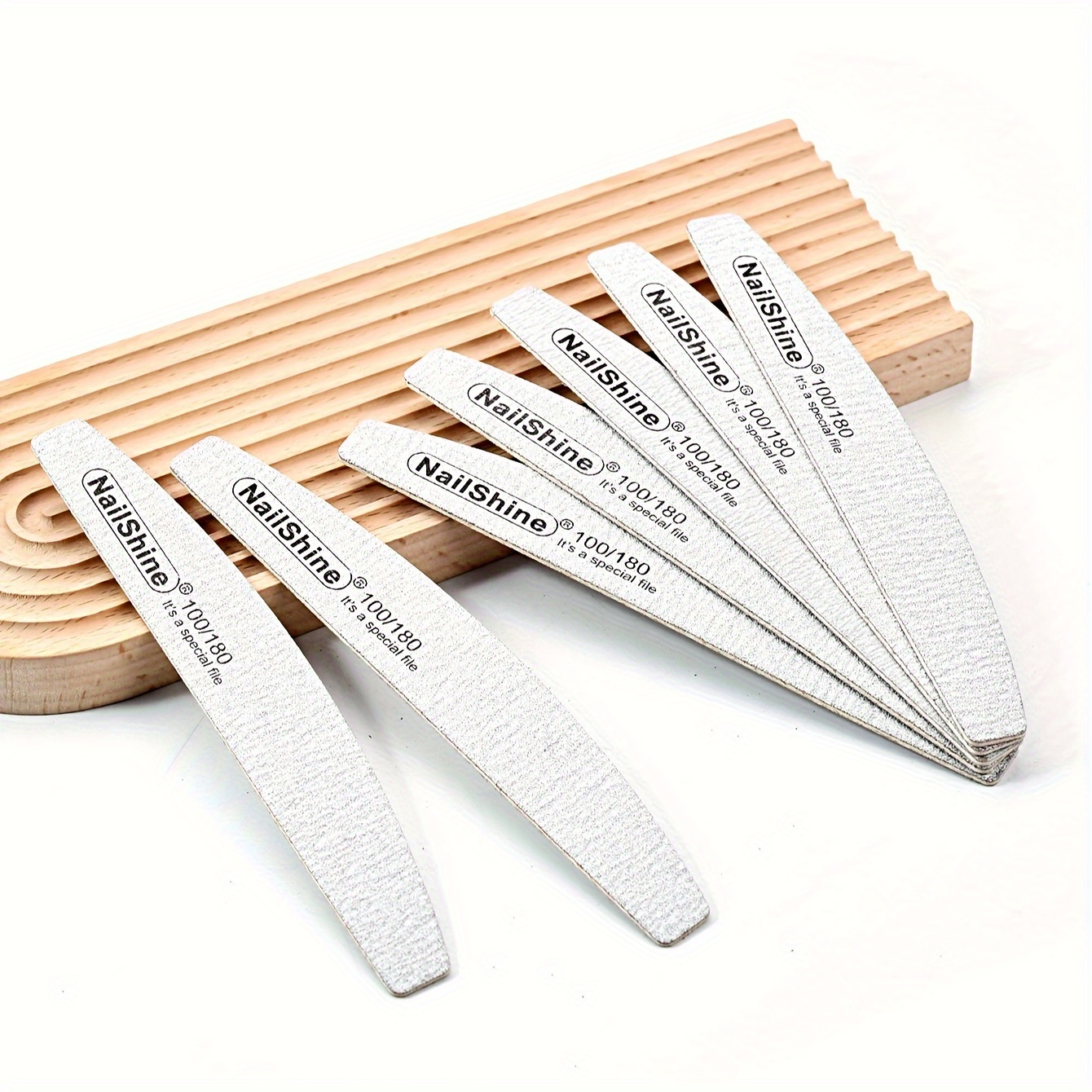 Image of 50pcs Half Moon 100 180 240 Grit Wood Nail Files Double Sided Emery Board Washable Emery Boards Reusable Nail Buffers Manicure Tools For Natural Nails Home And Salon Use ，for Toenail& Foot Clean