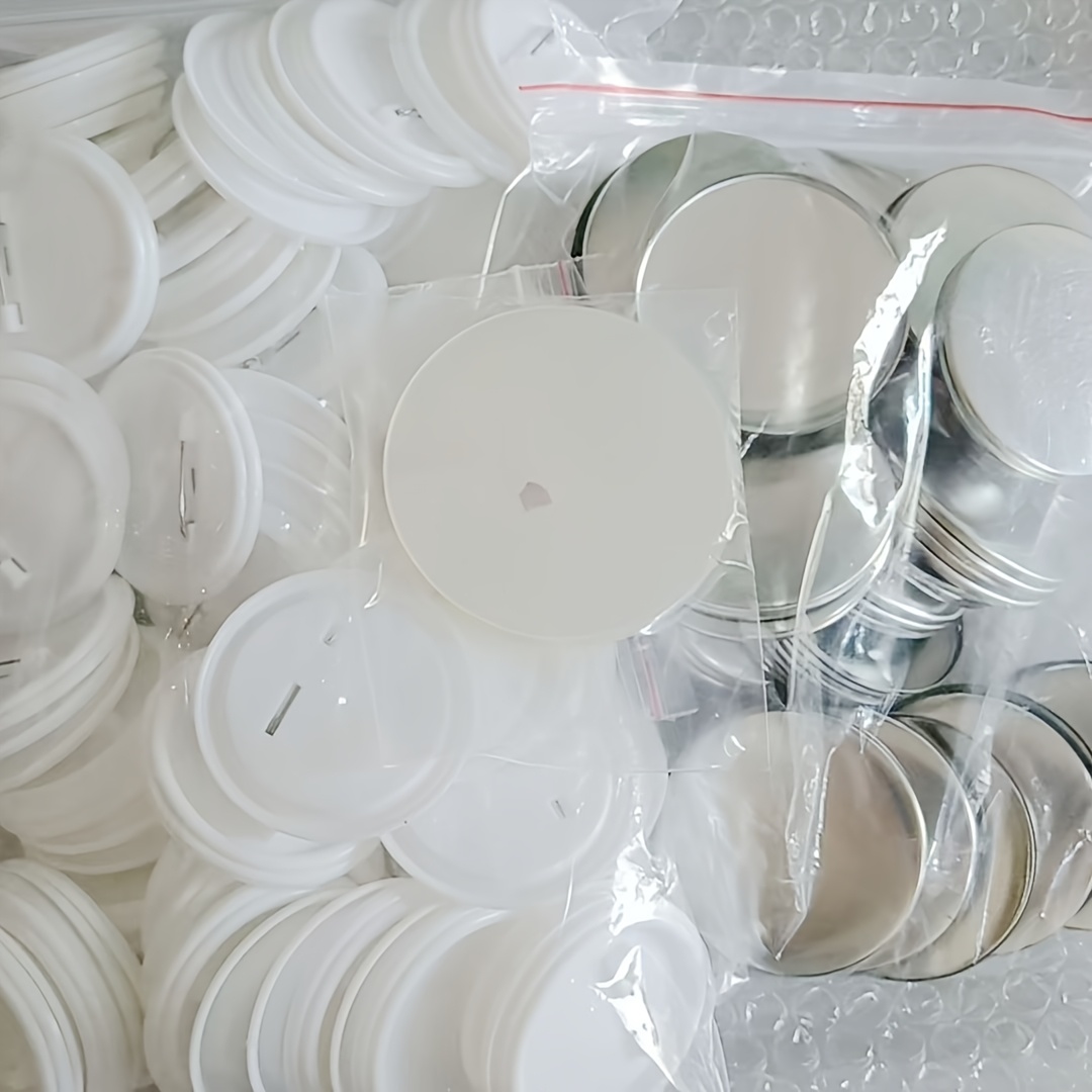 TEMU 100pcs (100 Sets) Bulk Safety Pin Button Badges Blanks - Heavy-duty Plastic Construction, Rounded Edges - For Diy Pins, Crafts, Clothing