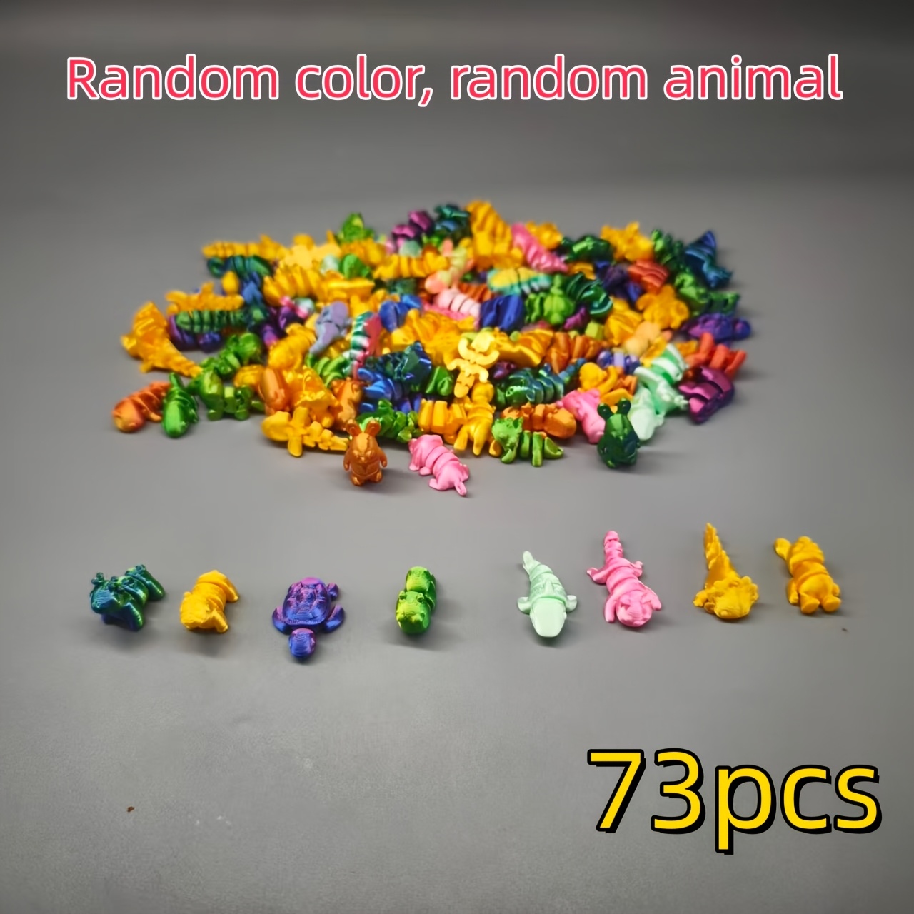 TEMU 73 piezas (Playsets de figuras de juguete) Animal Varios estilos de animales Combinación aleatoria Muñecas en miniatura móviles / ( y