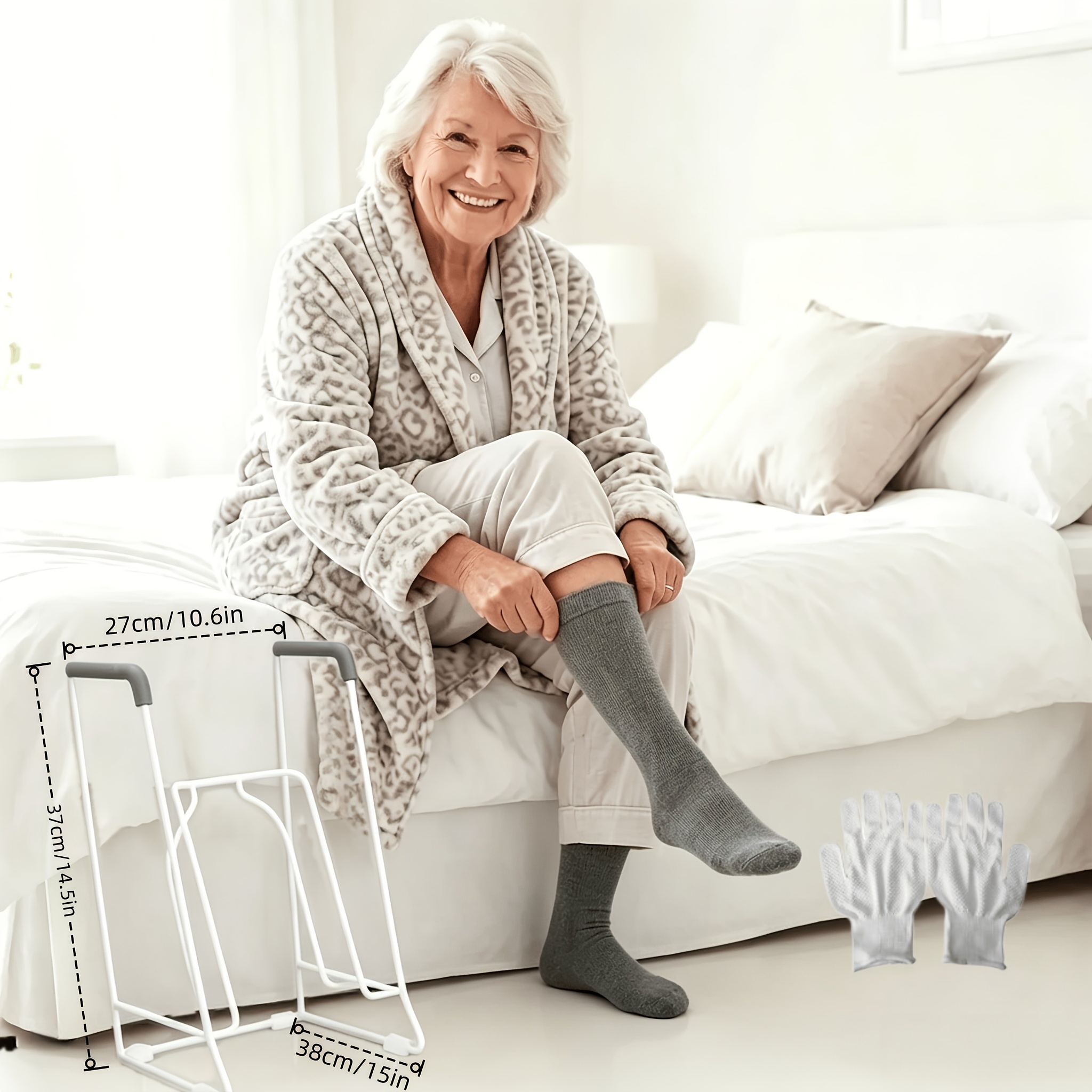 Compression Sock Aid, Easy On Stocking With Opening For More Leg Sizes, Adaptive Sock Assist Device For Compression Socks, Seniors, And Daily Dressing Assistance