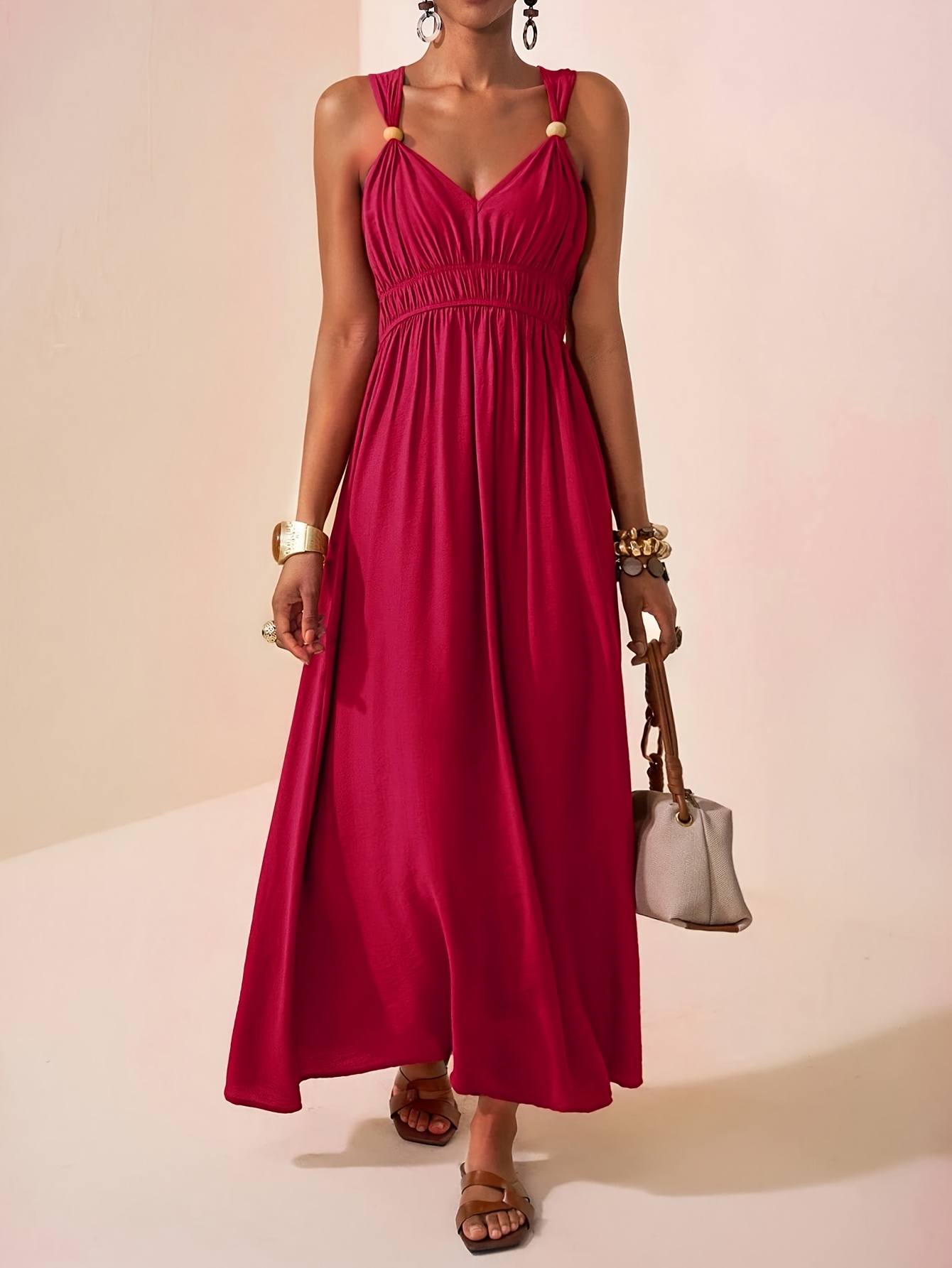 green emerald velvet dress Chrissy White Maxi Dress w/ Empire Waist main image 1