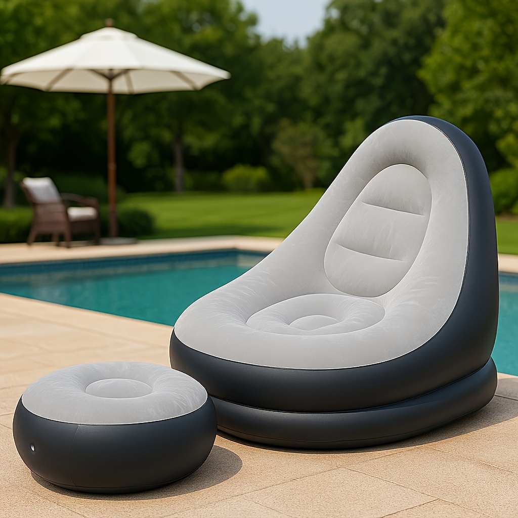 E-shop Aufblasbares Lazy Sofa mit Pedal, Flocking, Faltbar, Outdoor, Aufblasbare Freizeit, Strandcamping, Garten, Sofa Lazy Bed