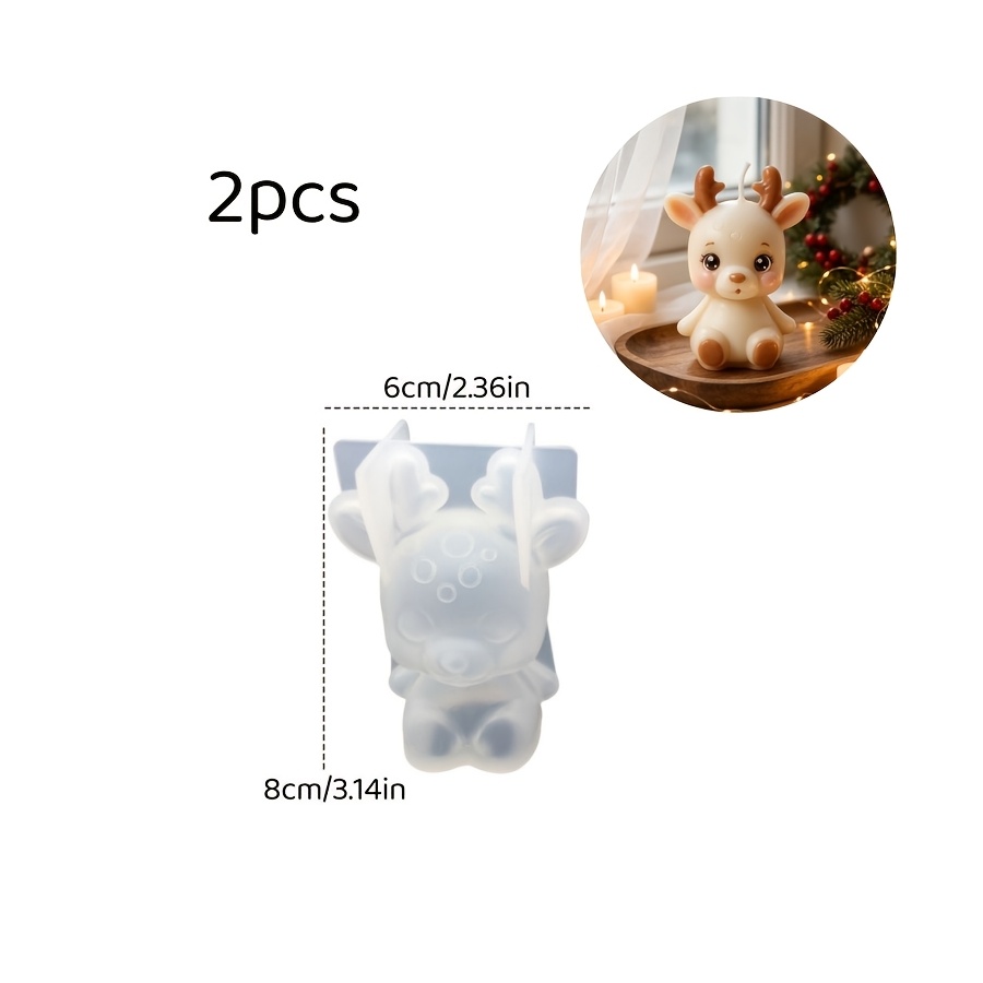 TEMU 2pcs Silike Lufei Clay Silicone Mold Suitable For Making Plum Deer Ornaments, Non- Deer Shape Molds For Diy Candles, Wax, Resin Crafts,