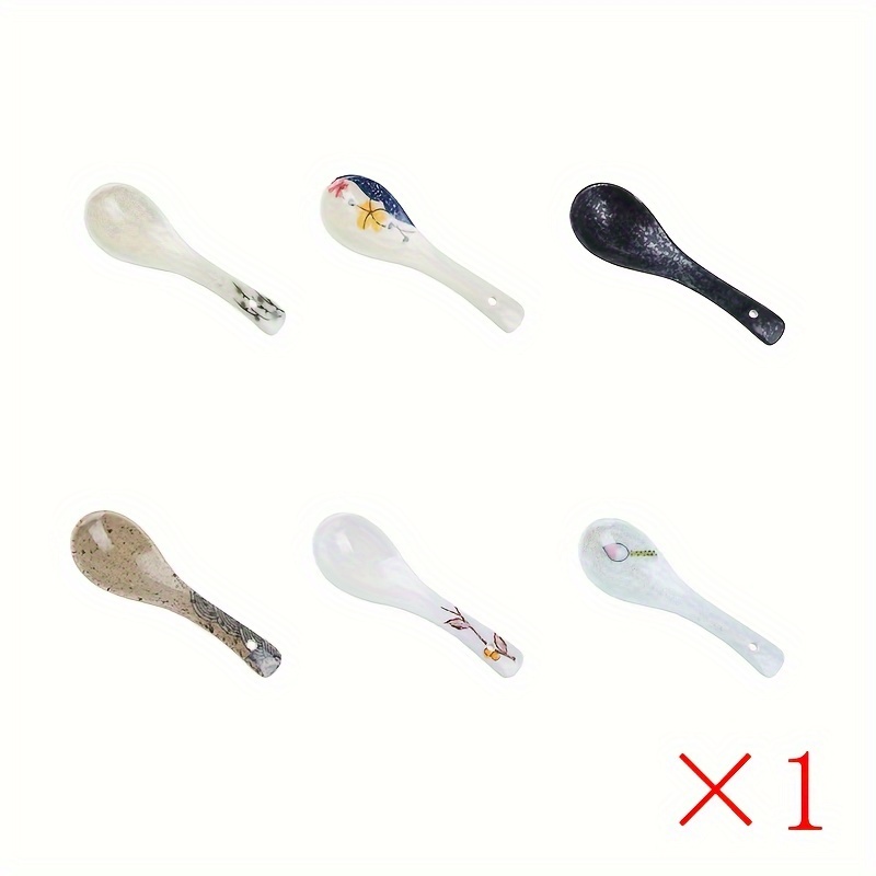 6pcs, Soup Spoons, Ceramic Soup Spoons, Creative Milk Scoops, Ramen Spoons, Modern Stirring Spoons, Reusable Spoons, Washable Dessert Spoons, Tableware