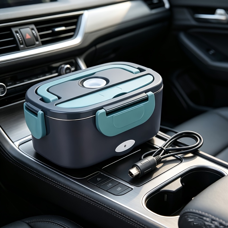 TEMU Boîte-repas chauffante isotherme, Récipient à nourriture chaude eau, Contenant en acier inoxydable, Portable et , Équipé d'une prise de voiture