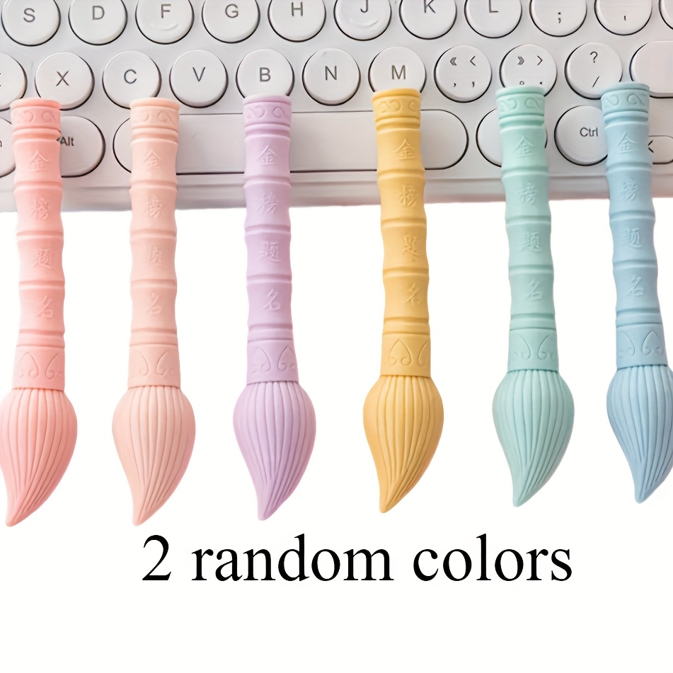 Image of 2pcs New Brush-shaped Erasers, Random Colors – Suitable For Pencil Erasing, Durable And Easy To Clean, Fun Back-to-school Gift