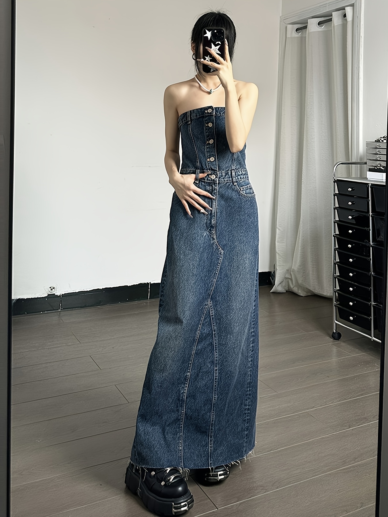 women's denim dress european american internet celebrity Temu Italy