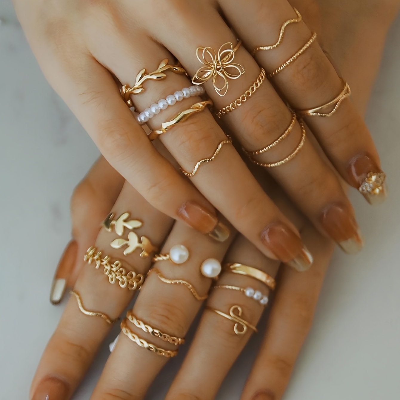 20pcs french bohemian   rings   alloy faux accent rings suitable for women valentines mothers day gifts daily wear year round elegant style no plating required