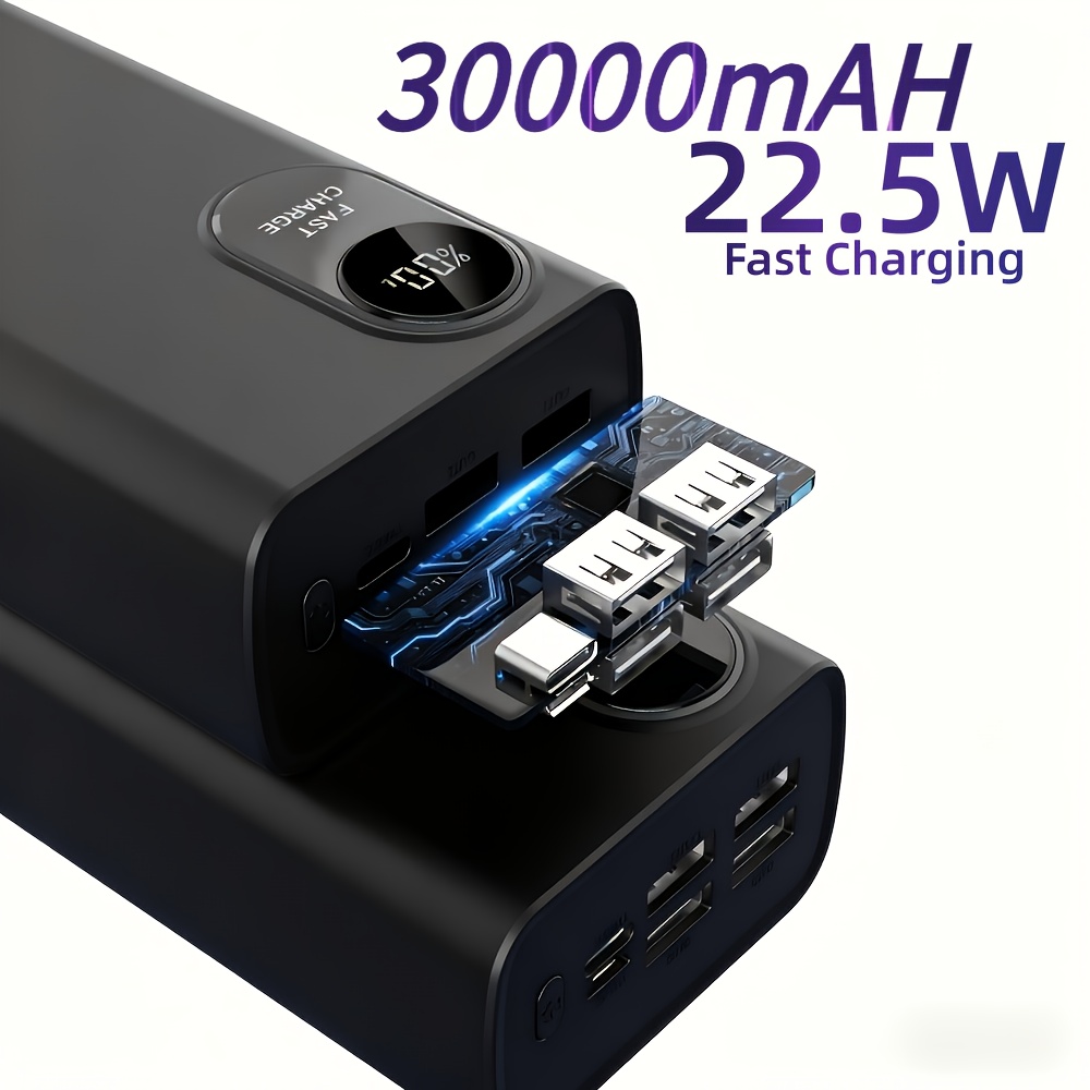 E-shop 30.000 mAh Hochkapazitäts-Powerbank mit LED-Display Notstromfunktion. Der schnelle USB-Lader ist mit mehreren Geräten anderen digitalen Gadgets