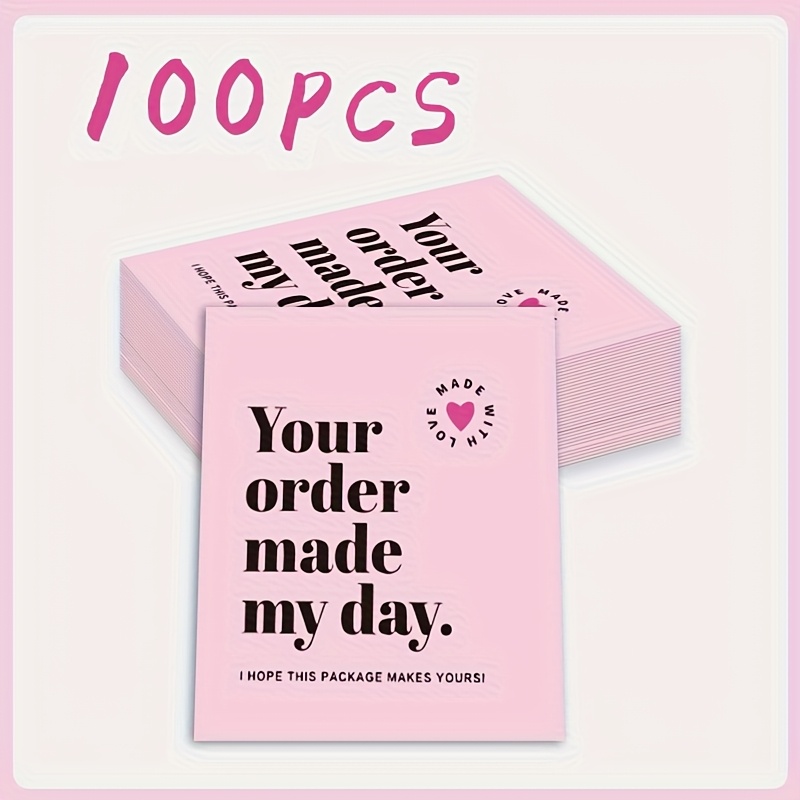 TEMU A Pack Of 100 Pink Order Thank You Cards Is Ideal For Small , Weddings, And Party Cards. The Back Is Blank For Writing, And The Design Features