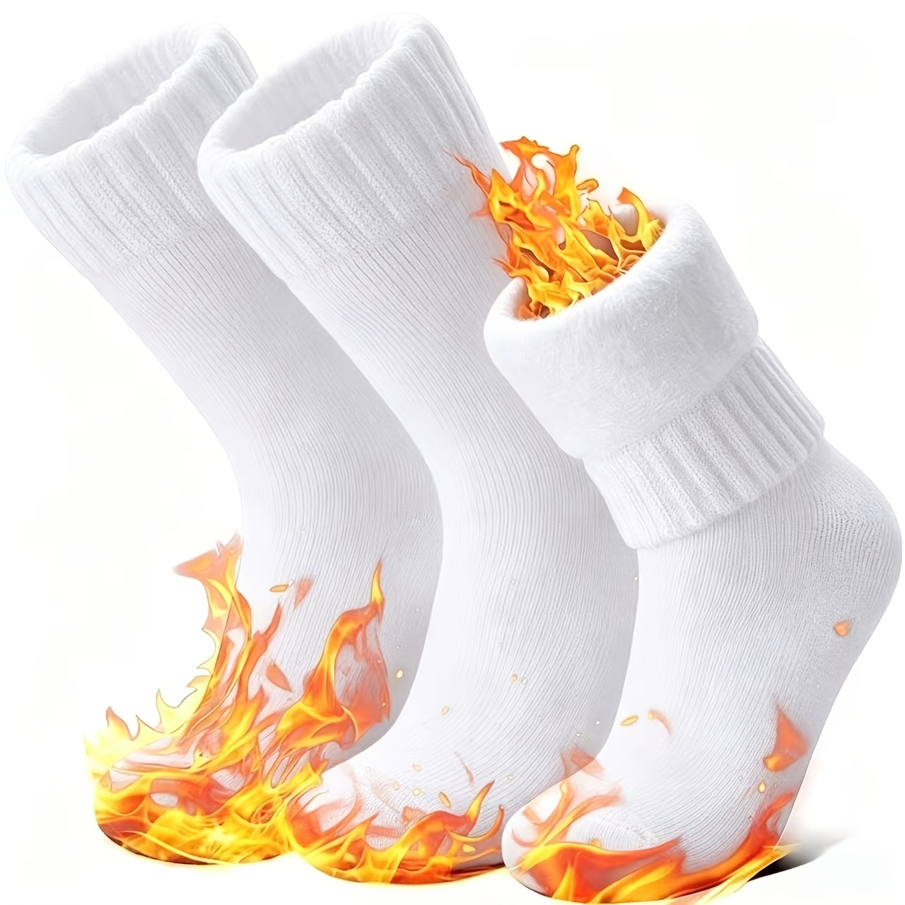 TEMU 3 Pairs Women's Ski Warm Boot Socks - Thick Winter Socks With Elastic Ribbed Pockets, Machine Washable, For Outdoor, Comfortable Feet