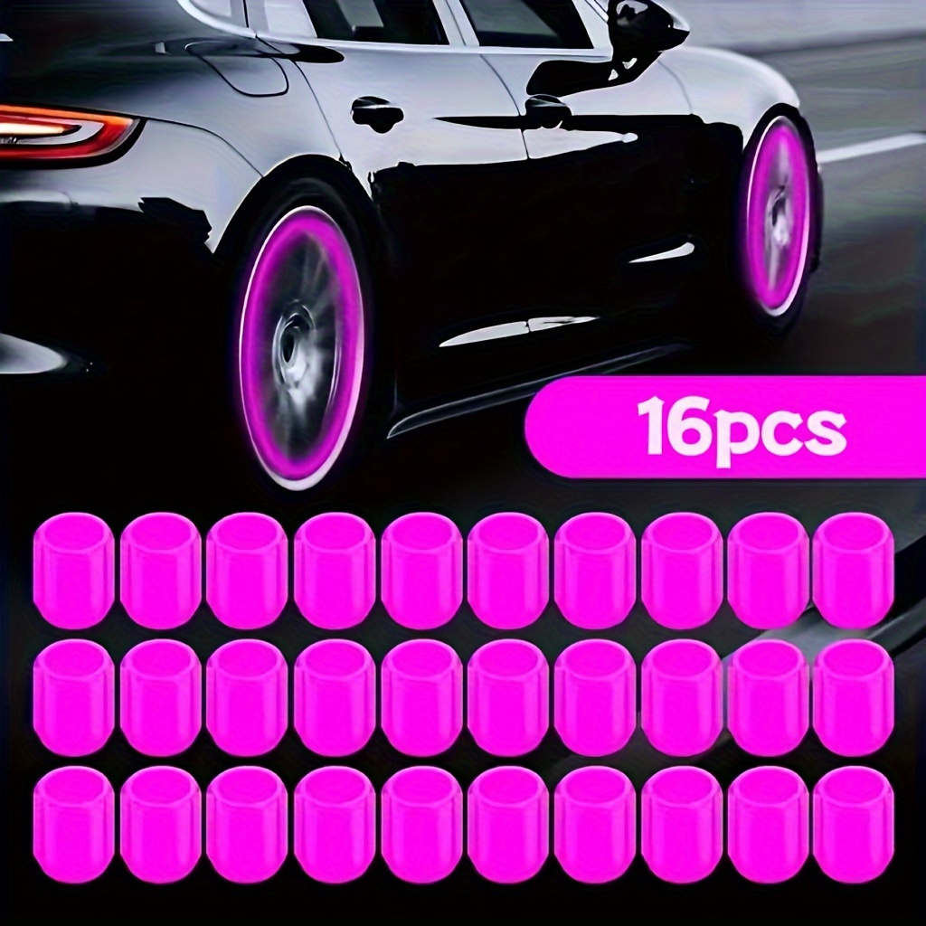 16pcs Luminous Tire Valve Stem Caps, Universal Glow-in-the-Dark Wheel Valve Covers for Bikes Motorcycles Cars - Durable Plastic, Dust-Proof & Leak-Proof