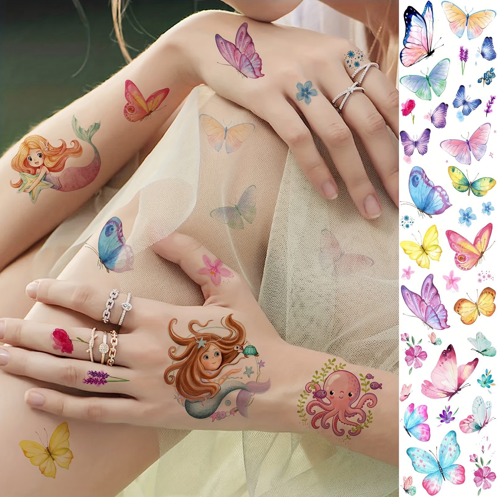 Pegatinas de tatuajes de dibujos animados para niños, tatuajes falsos  temporales de unicornio para manos y