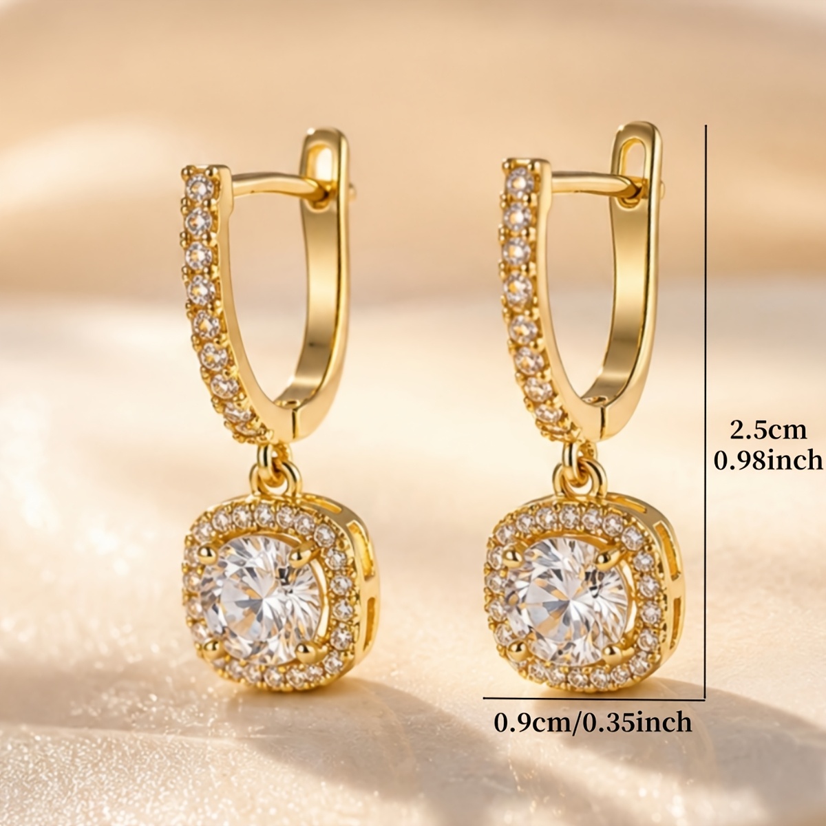 Elegant U-Shaped Geometric Square Pendant Earrings