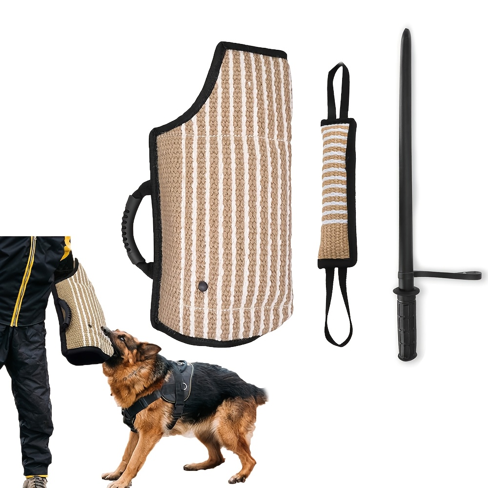 3pcs professional dog training equipment set durable jute fiber tug toy and bite sleeve non toxic hole free teeth friendly long lasting protection for canine training