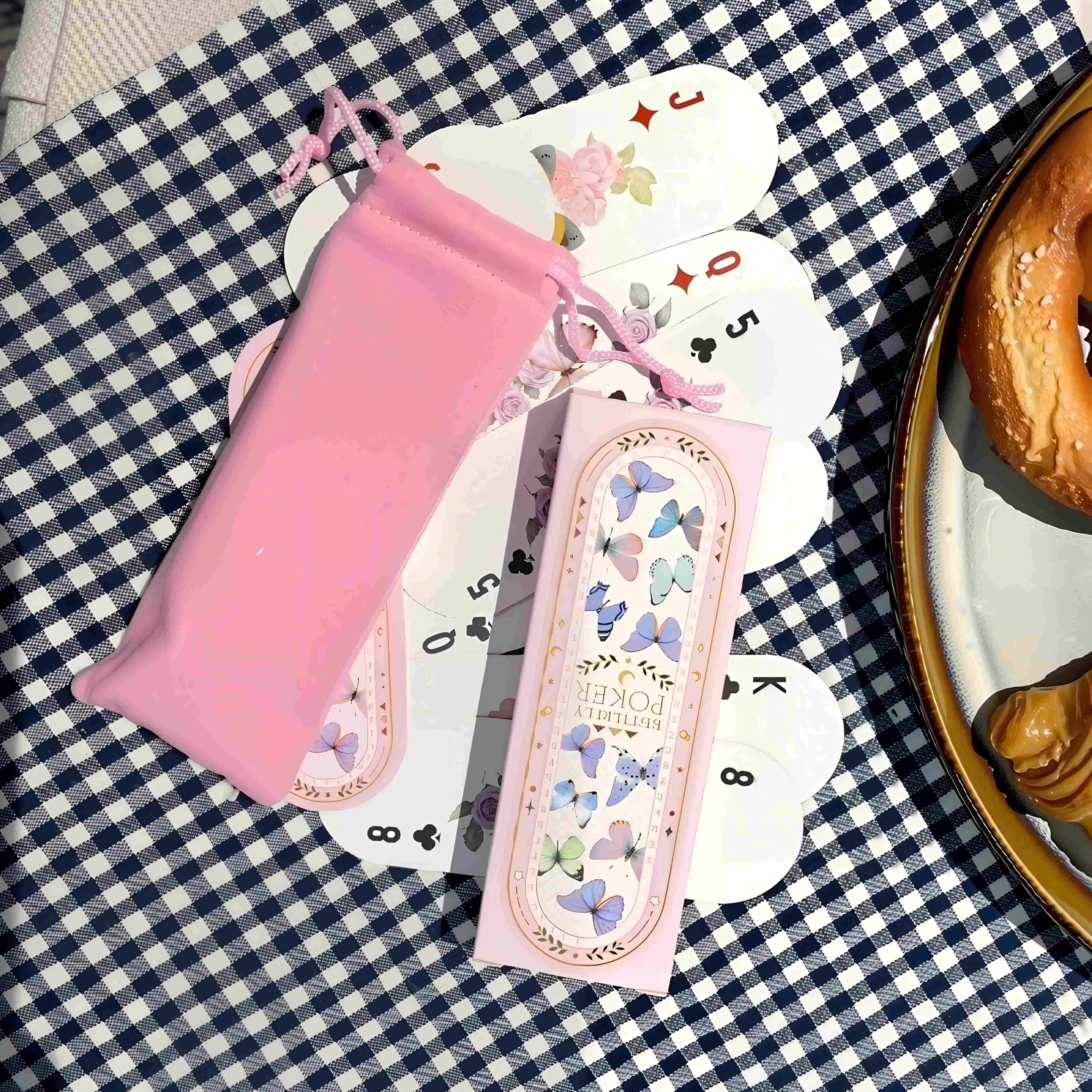 TEMU 54 Playing Cards + Flannel Storage Bag, Strip Playing Cards, Oval Playing Cards, Playing Cards Designed For Women, Playing Cards Suitable For