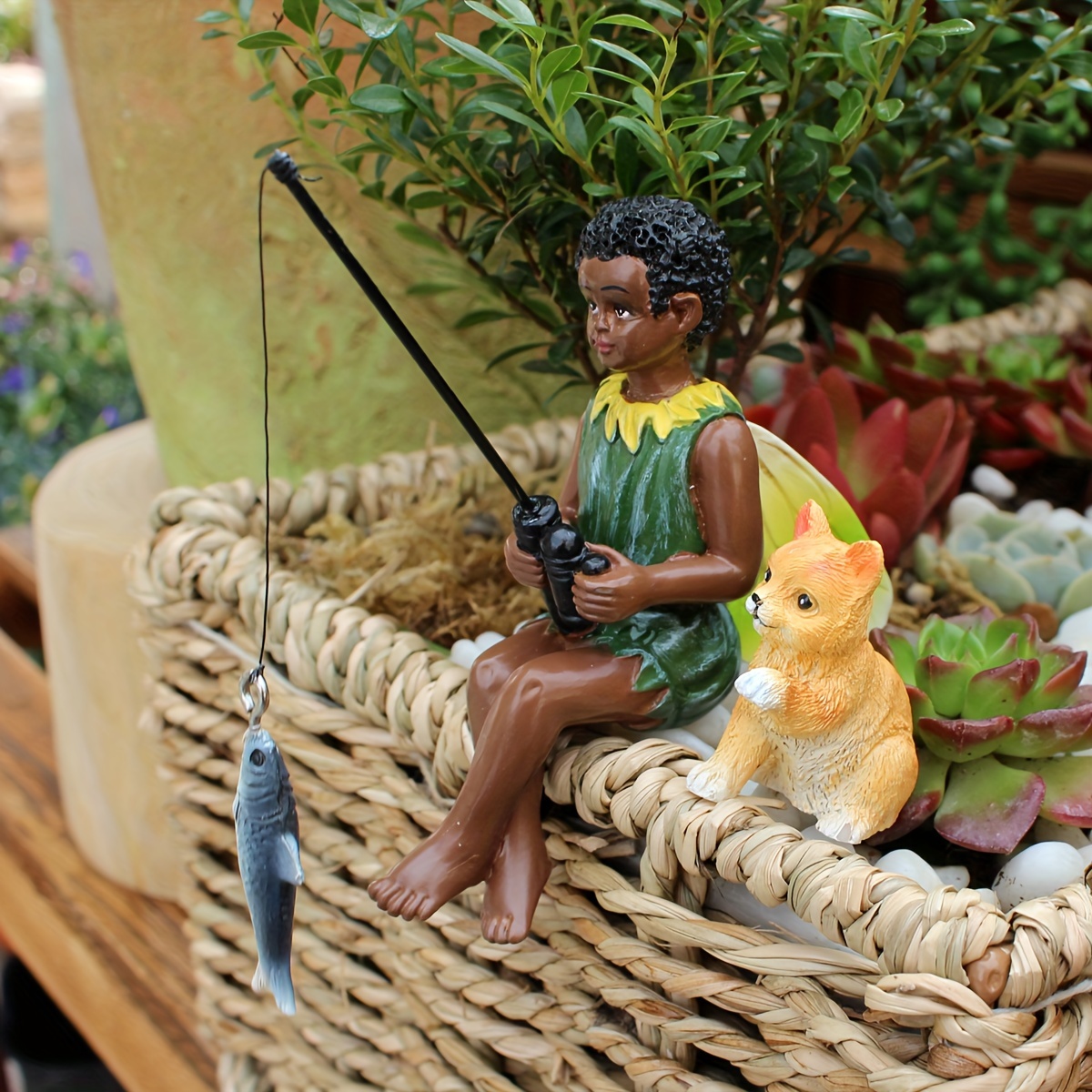 boy fishing statue products for sale