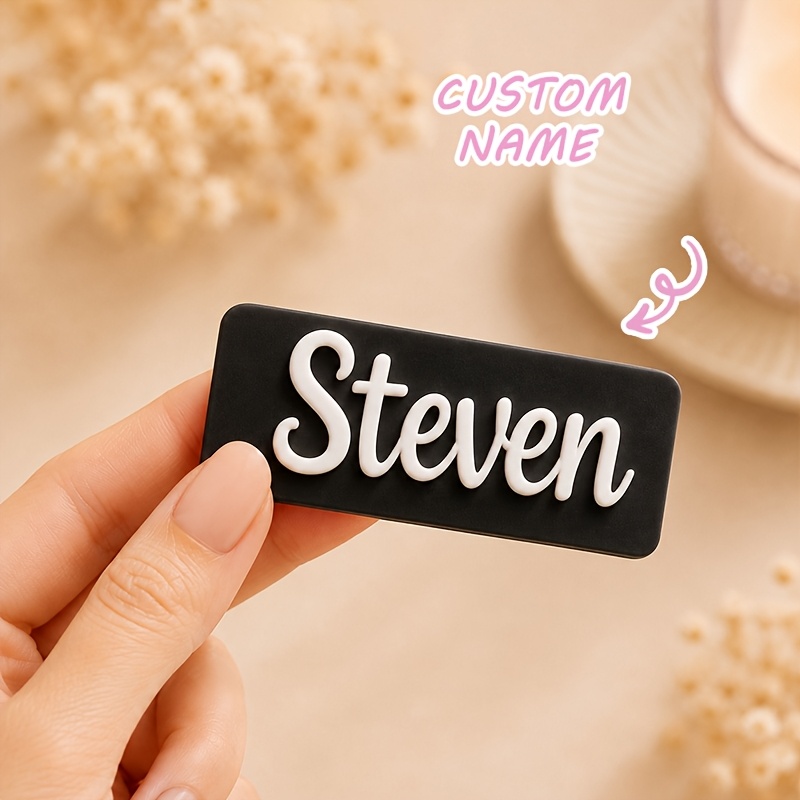 TEMU [custom] 1pc Custom Double-layer 3d Letter Name Tag, Personalized Name Badge, Party And Event Name Tags, Halloween And Christmas Gifts, Gift