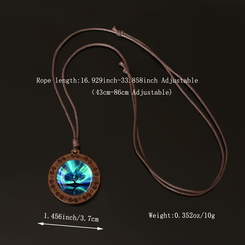 Night Sky Ancient Tree Reflection Wooden Necklace