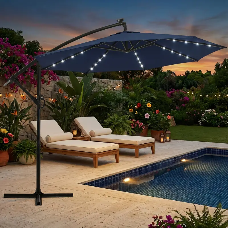 10ft solar led offset hanging market patio umbrella backyard - Temu 10ft solar led offset hanging market patio umbrella backyard - Temu