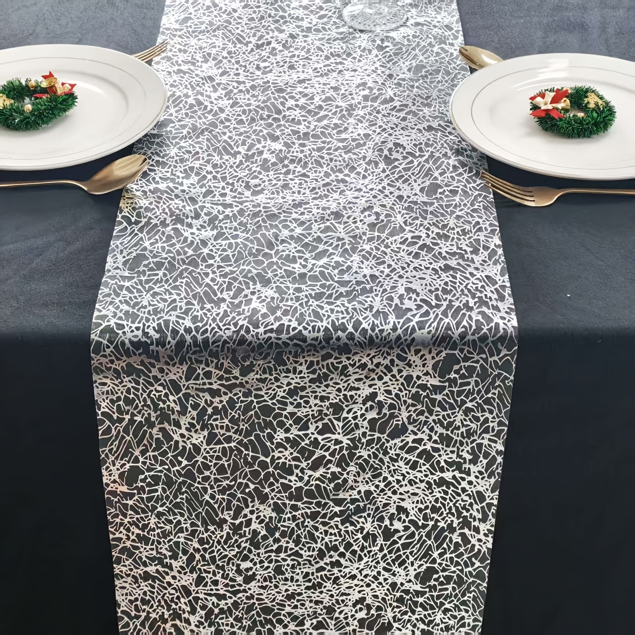 TEMU 1 Roll Gauze Golden Silvery Table Runner Elegant Table Decoration For Parties Birthdays Banquets Setup Suitable For Christmas New Year's Day And