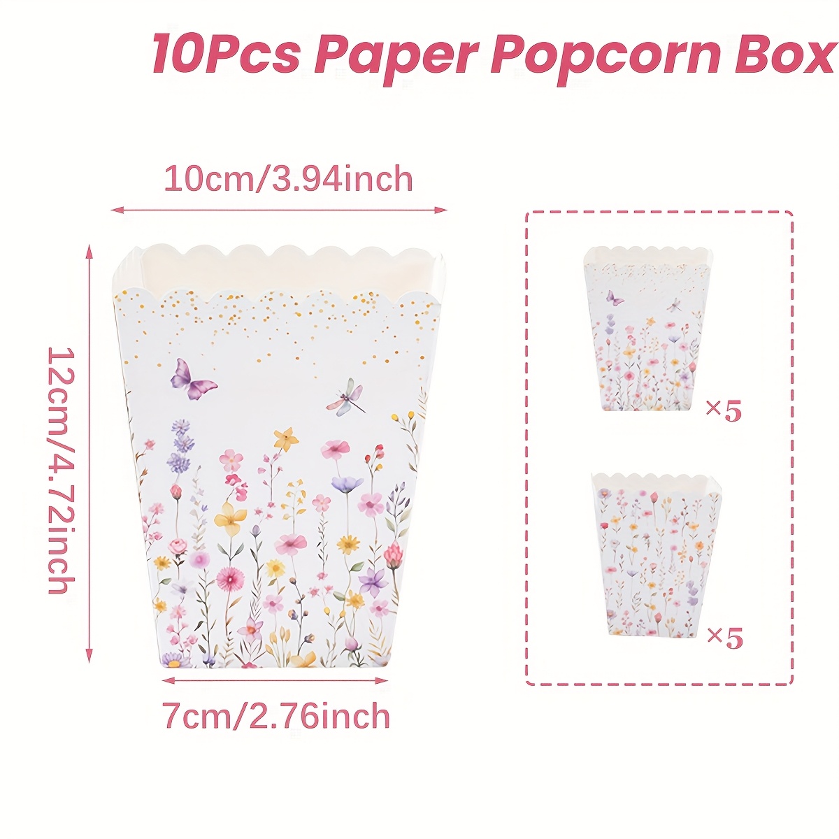 E-shop Geschenkset für Sie/Ihn, 10 leuchtende Blumen-Popcorn-Boxen für Frühling und Sommer, für Snacks bei Geburtstagen, Hochzeiten, Babypartys und als