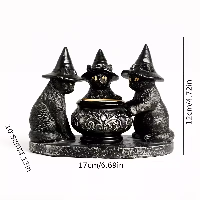 black cat incense holder resin ornament a unique decor piece suitable for and tea rooms durable and sturdy this festive incense holder is perfect for home decoration during holidays such as christmas Product details 2