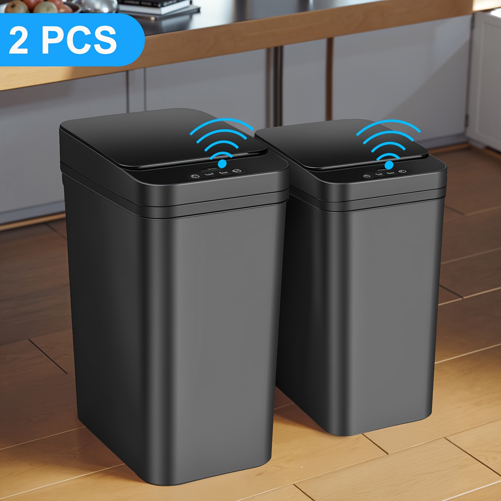 TEMU 2 Pack Bathroom Automatic Trash Can With Lid, 4 Gallon And 2.8 Gallon Touchless Small Slim Motion Sensor Smart Trash Bin For Bedroom, Office,