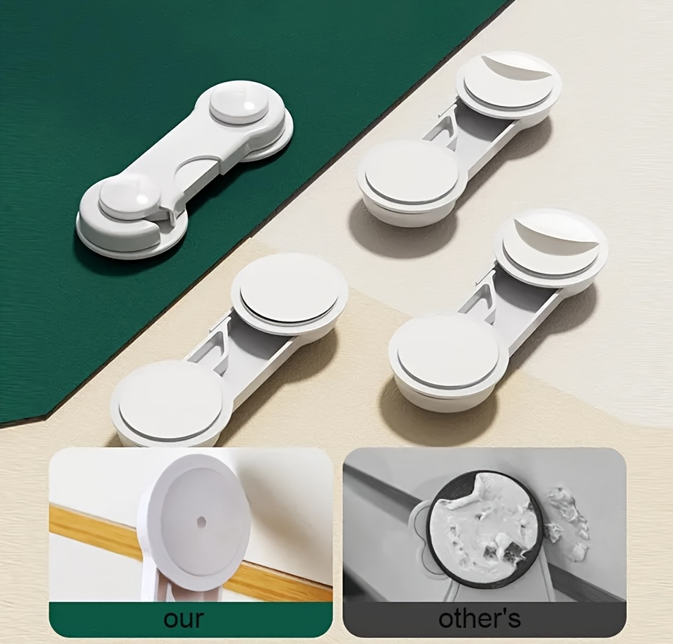 10pcs Youngsters Safety Locks - Durable ABS Plastic, Phthalate-Free, White - Easy Install for Cabinets, Drawers & Fridges - Hand Pinch Protection, 8.99cmx1.18