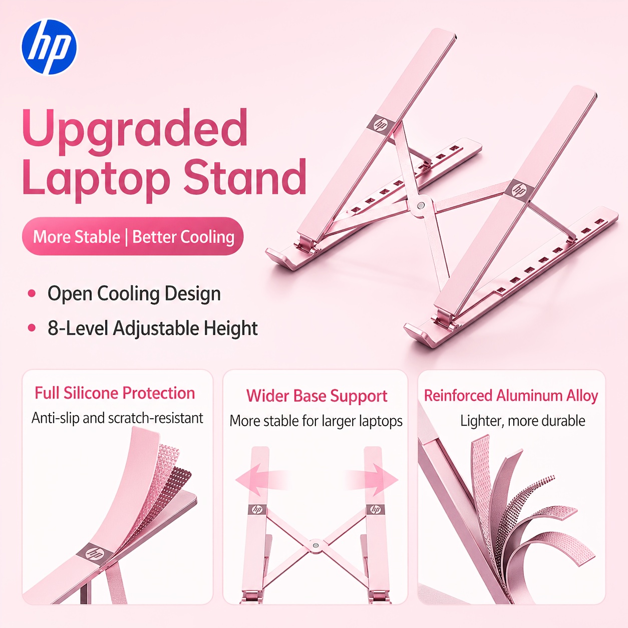TEMU Laptop Stand For Desk, Ergonomic 8-level Adjustable , Foldable Portable Design Elevates Screen To For Comfortable Viewing, Open Cooling Vent