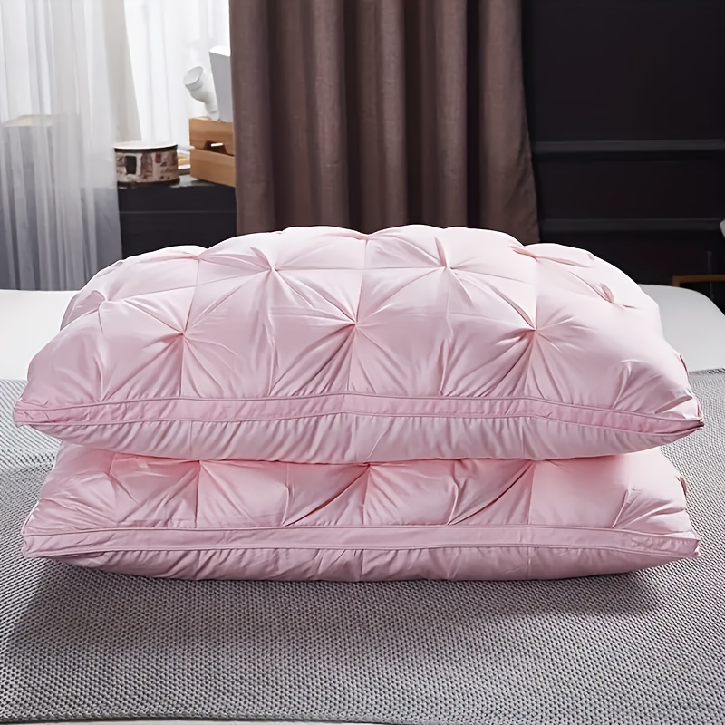 

1pc 3d Bread Down Bed Pillow Pinch Pleats Neck Protector Spine Pillow, Fluffy Soft Sleeping Pillow Suitable For Bedroom Dorm Room Hotel
