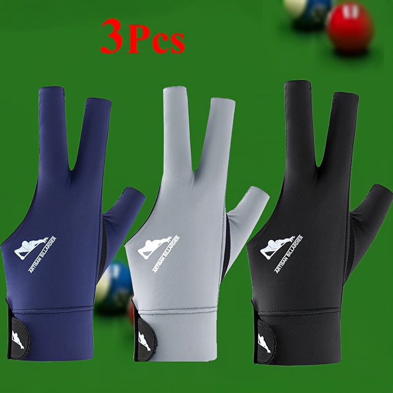 

3-pack Gloves, Unisex Breathable Non-slip Grip, Polyester Fiber, Pull-on Design, For Snooker & Billiards, Hand Wash, Ideal For Christmas, Halloween, New Year, Father's Day Gifts