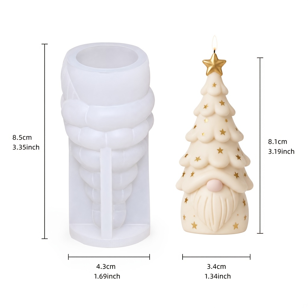 TEMU Stampo per candele albero di Natale, stampo in silicone per di candele, stampo 3D a forma di stella per albero di Natale, stampo per per di ,