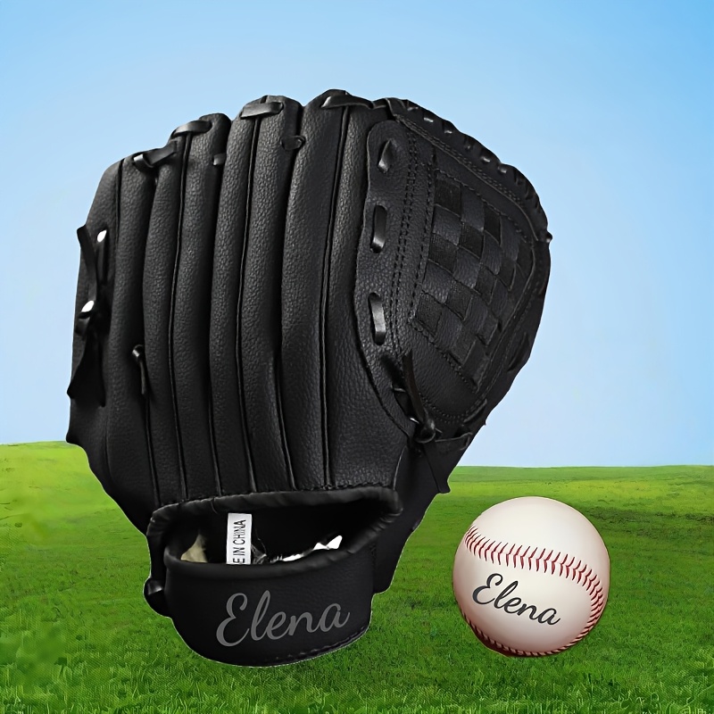TEMU Personalized Customized Name Baseball Glove With Baseball, Synthetic Pu Outfield Mitts, Softball Glove, 12.5'' For Adult Training And Beginner