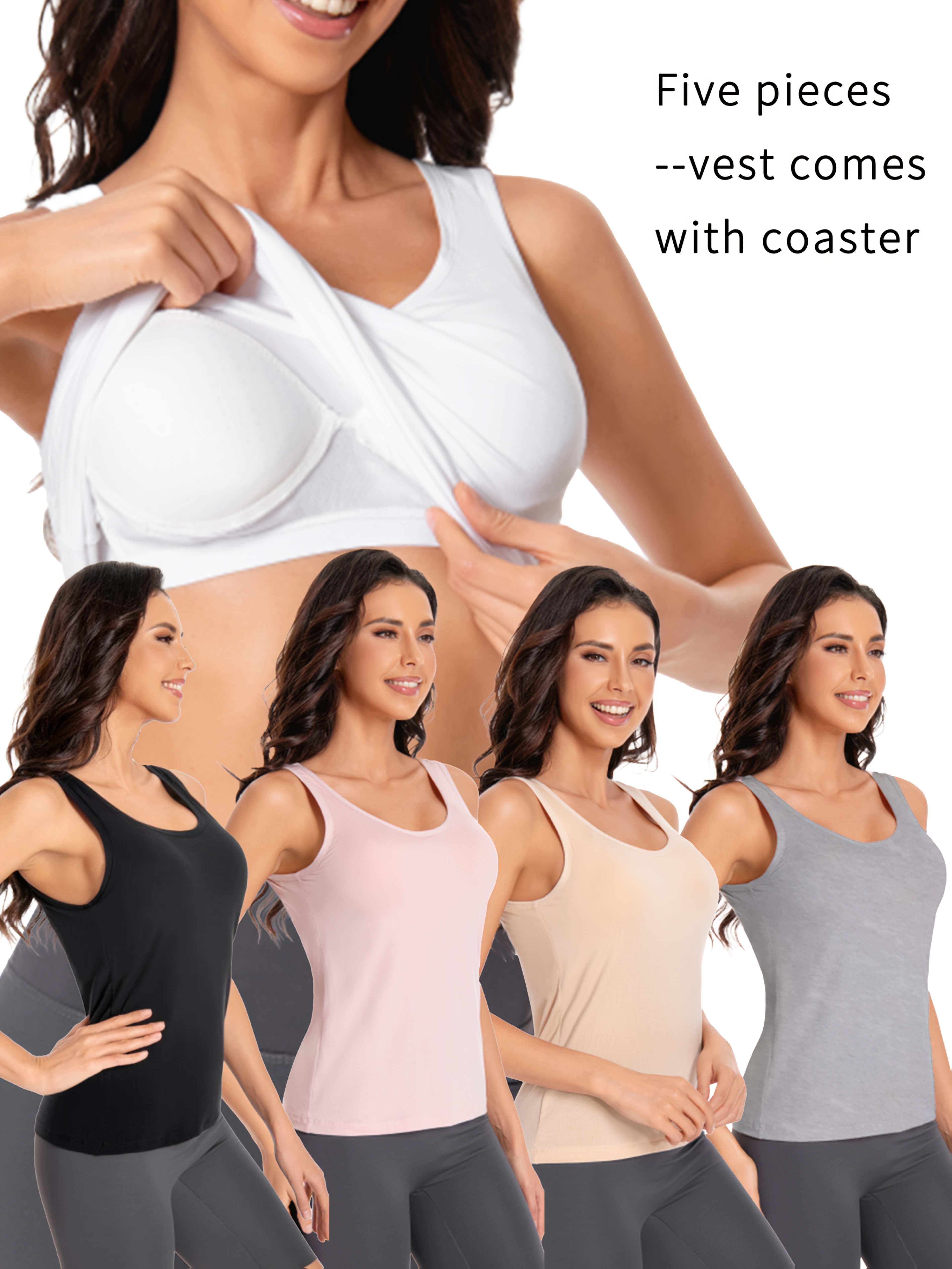 Débardeur Femme Avec Soutien-gorge Intégré - Bretelles Ajustables - 95% Viscose, 5% élasthanne - Yoga, Sport, Quotidien
