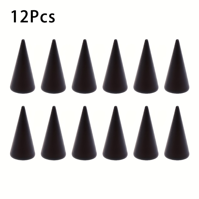 E-shop 12-teiliger Holzringhalter Displaykegelständer Fingerring Schmuckständer Aufbewahrungsorganizer, Schwarzer Ringhalter, Für