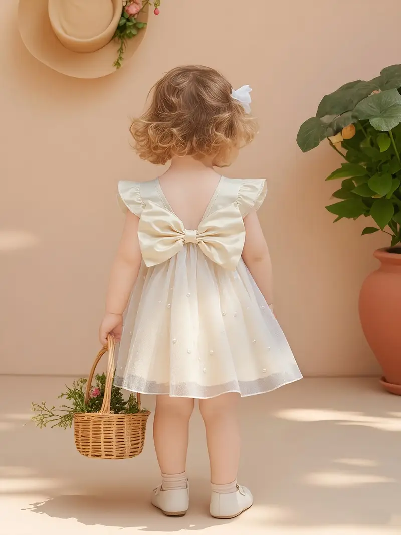 Toddler Girl Princess Gown Summer Dress Cute Birthday Party Playwear, Milk Silk Fabric, Flutter Sleeves Toddler Girl Princess Gown Summer Dress Cute Birthday Party Playwear, Milk Silk Fabric, Flutter Sleeves