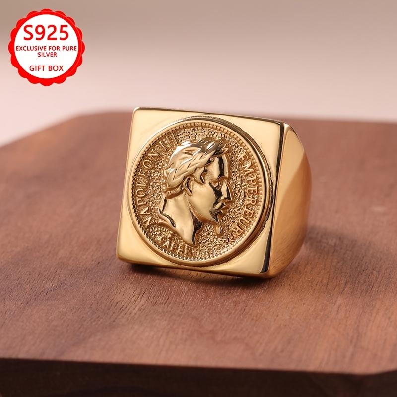 Image of [ 5a Quality ] 925 Silvery 3 Dimensional Object Carving Men's Ring Retro Non Fading Ring Ramadan Christmas Birthday Gift For Women Suitable For Men And Women' Party Wedding Wearing