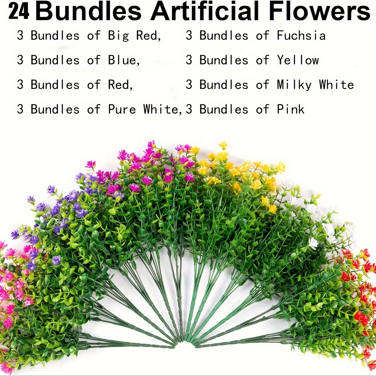 

24 Of 8 Colors Artificial Flowers - Outdoor Artificial Flowers For Hanging Plants, Garden, Porch, Window Box And Bulk Plastic Plants For Year-christmas And Gift Idea (mixed Colors)