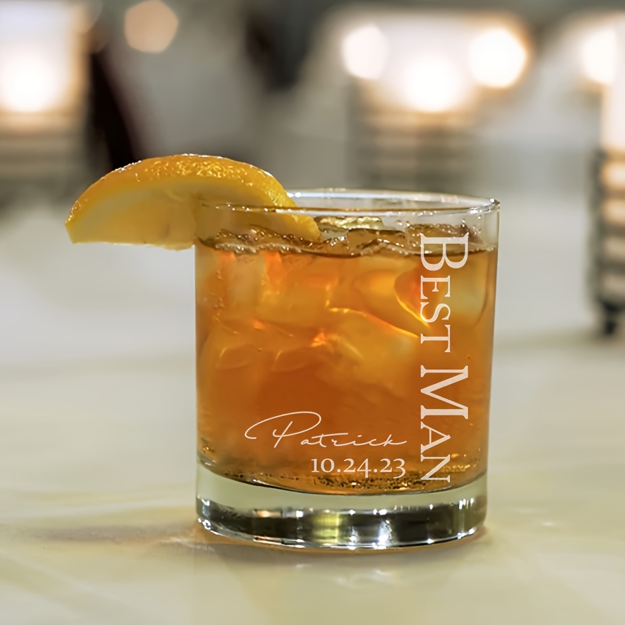 TEMU Custom Boyfriend Whiskey Glass - Personalized Engraved Letter Monogrammed Scotch Glassware For Wedding Gifts And Formal Events, Dishwasher Safe,