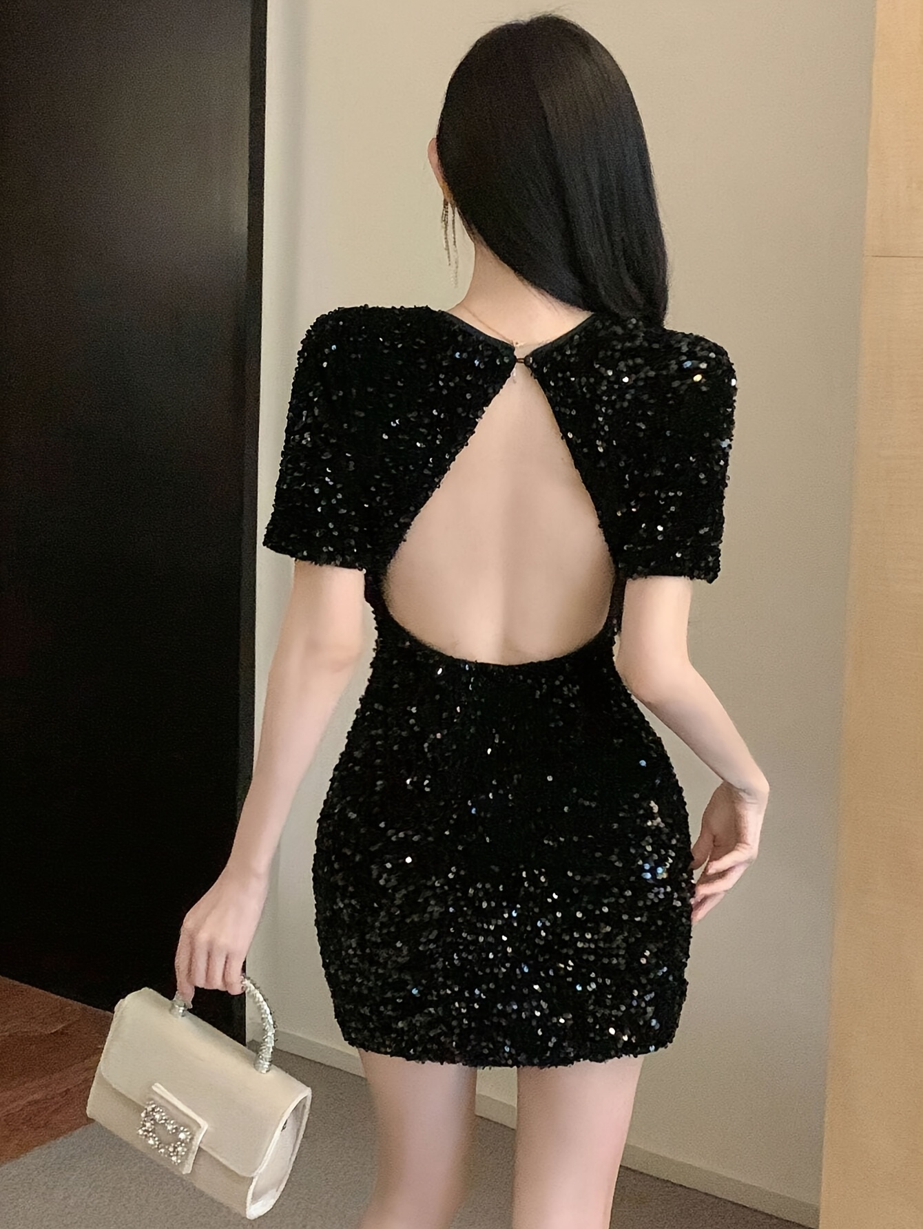 blue dress for baby girl Won't Bite Backless Mini Dress Black