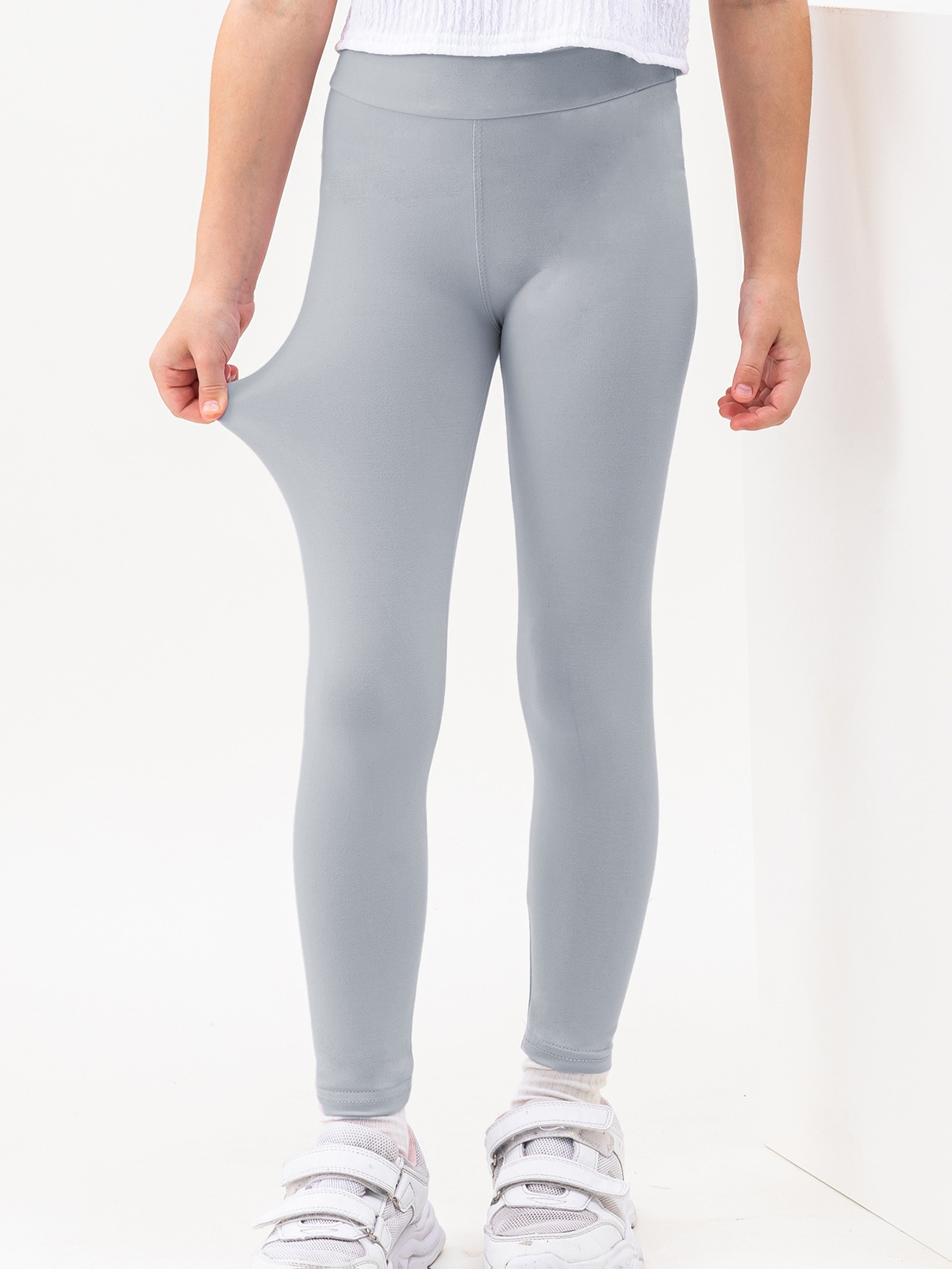 girls high stretch soft leggings multiple plain colors elastic waist kids pants children clothing