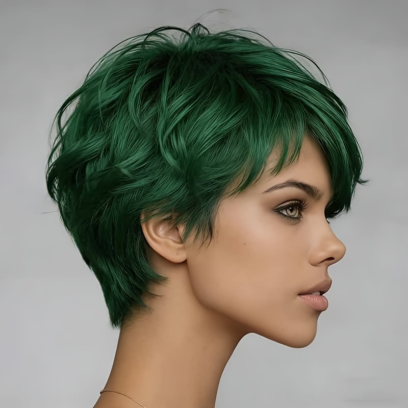 Image of Women's Short Cut Wig Suitable For - Peruvian Human Hair With 180% Density, Color, Straight Layered Bob Style & | Natural Look Wig For Everyday, Party, | 6" Length Hairpiece