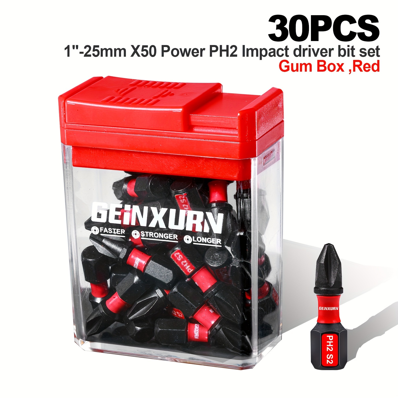 

Geinxurn 30pc Screwdriver Bit Set, S2 Steel Hexagonal Ph2, No , Gum Box Storage - Size, For