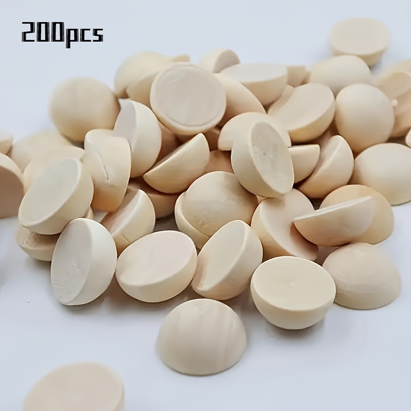 200pcs Wooden Beads Set Half Circle Half Sphere Half Circle, Diy Craft Materials, Wooden Half Sphere Beads