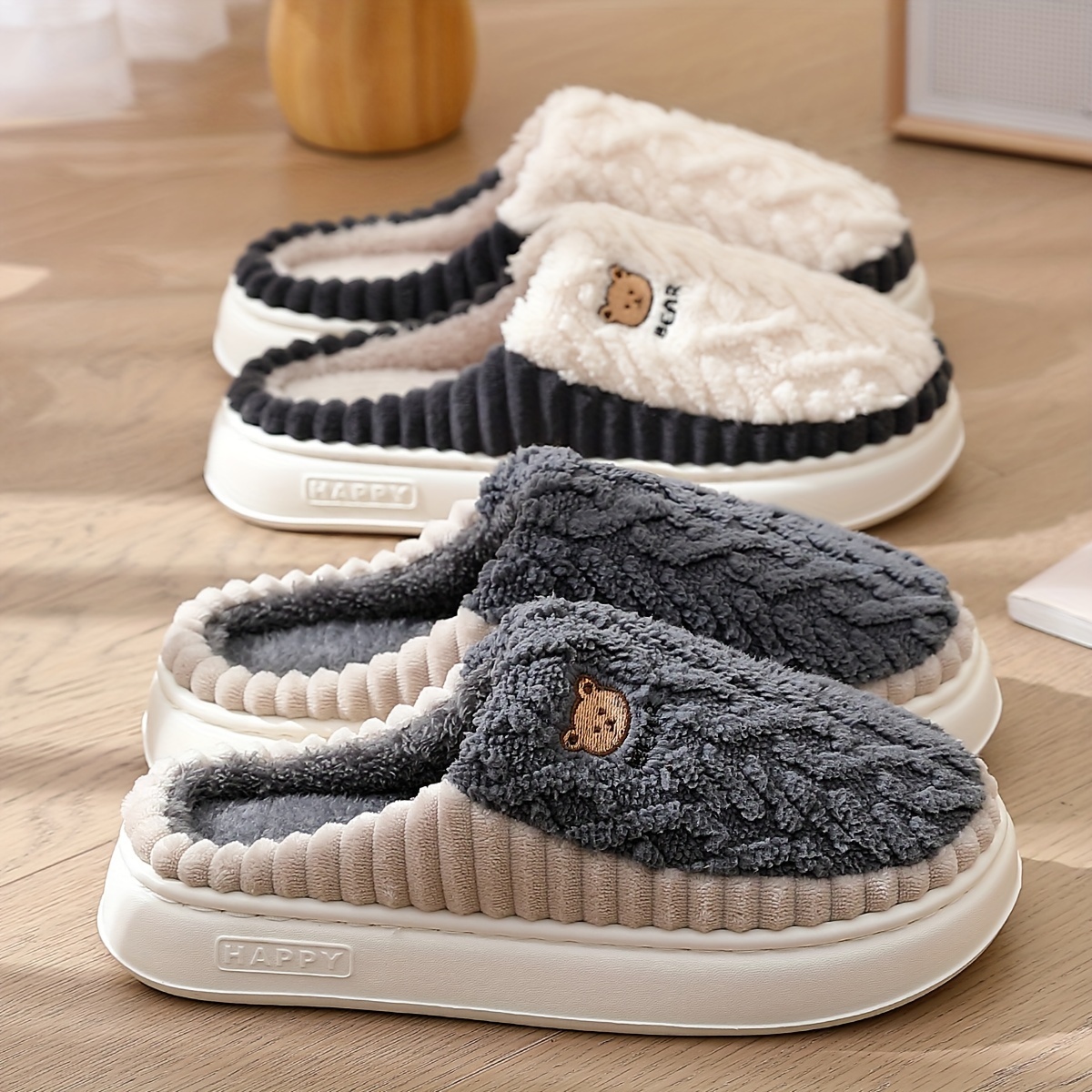 

Unisex-adult Bear Slippers, Shoes, Thickened Clogs, Non- Slippers Eva , Toe, -on For And Use